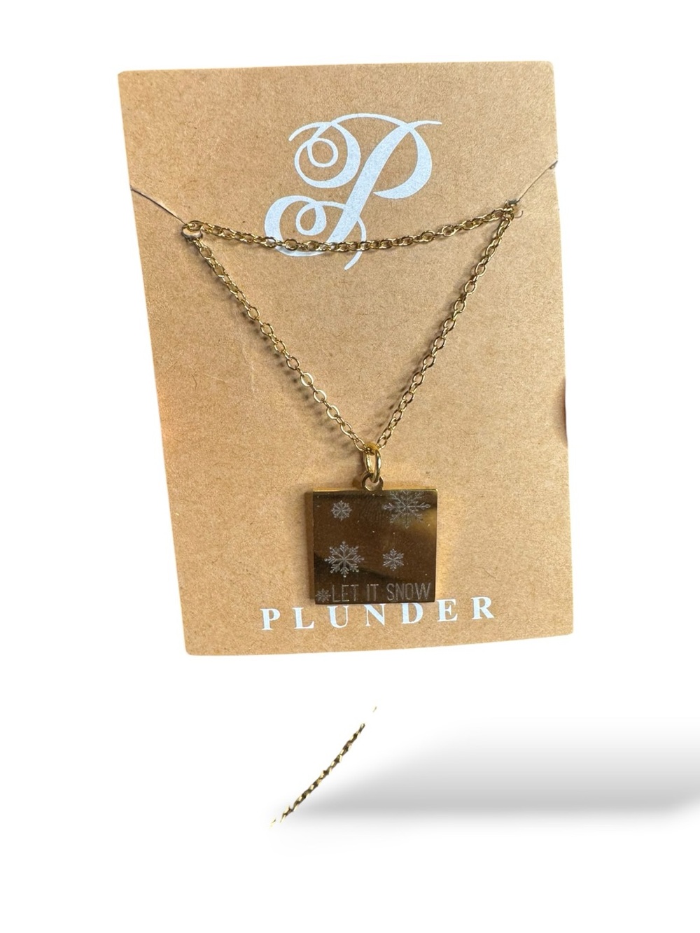 Plunder Gold Square Snowflake Pendant Necklace